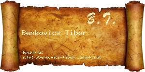 Benkovics Tibor névjegykártya
